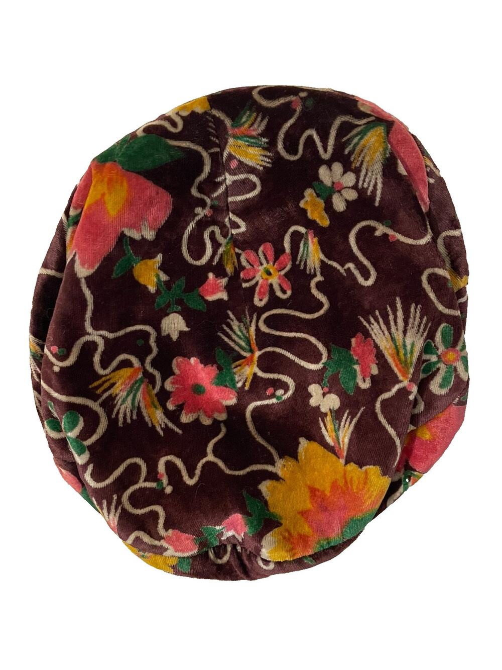 Vintage Styled by Coralie Floral Velour Pillbox Hat Womens Fall Autumn 60s Mod